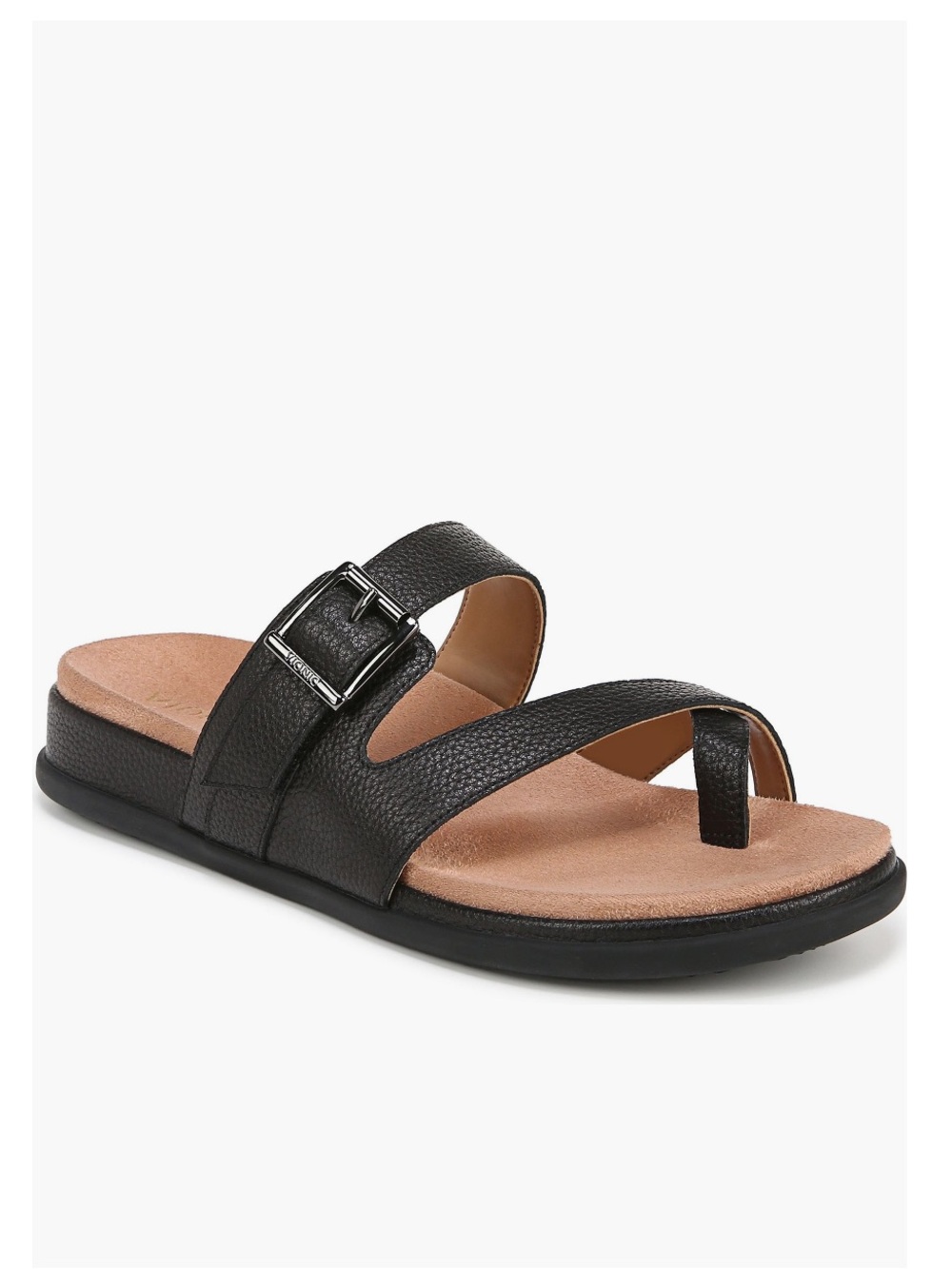 VIONIC Carmela Strappy Leather Sandal in Black